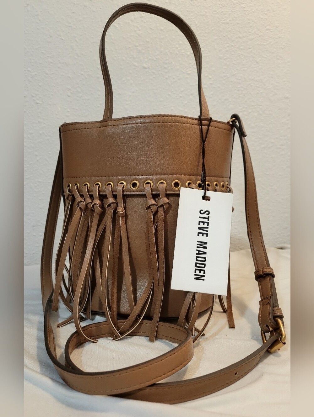 Authentic Steve Madden Nutshell Fringe Bucket Bag